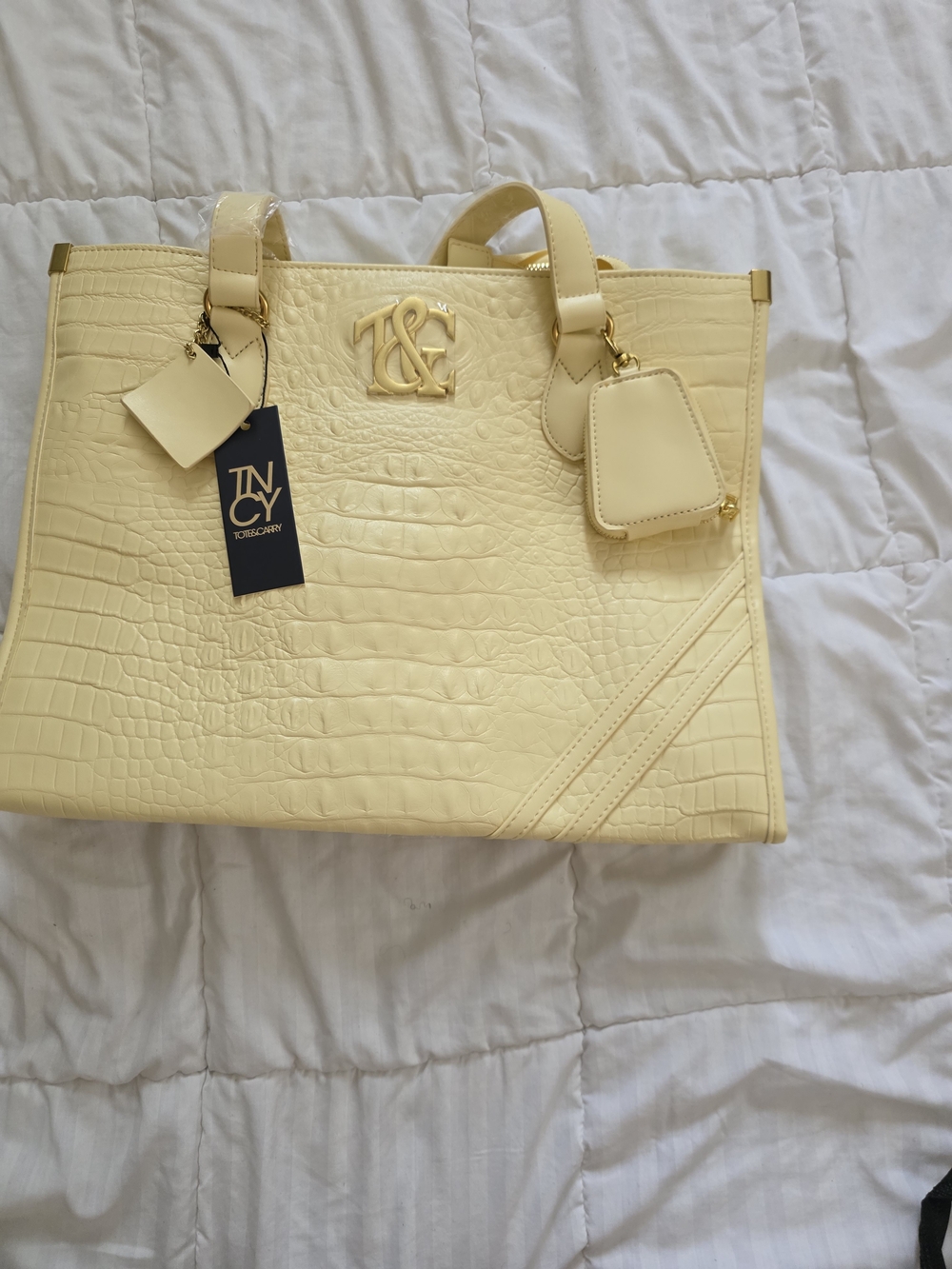 Women's Cream Tote Bag with Removable Strap